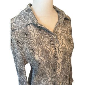 Essentials by Milano Black and White Paisley Blouse